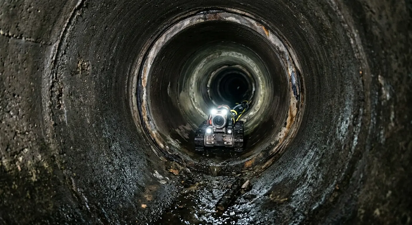 Robotic sewer camera inspecting pipe interior for Sewer Line Repair in Edinburg